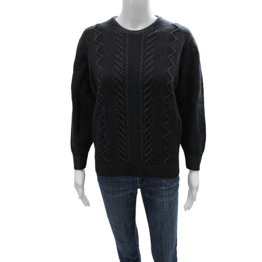 Ferrante Unisex Adults Wool Pullover Sweater Gray Crew Neck Long Sleeve Size M